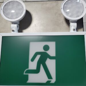 Running Man Exit Sign With Head Lights